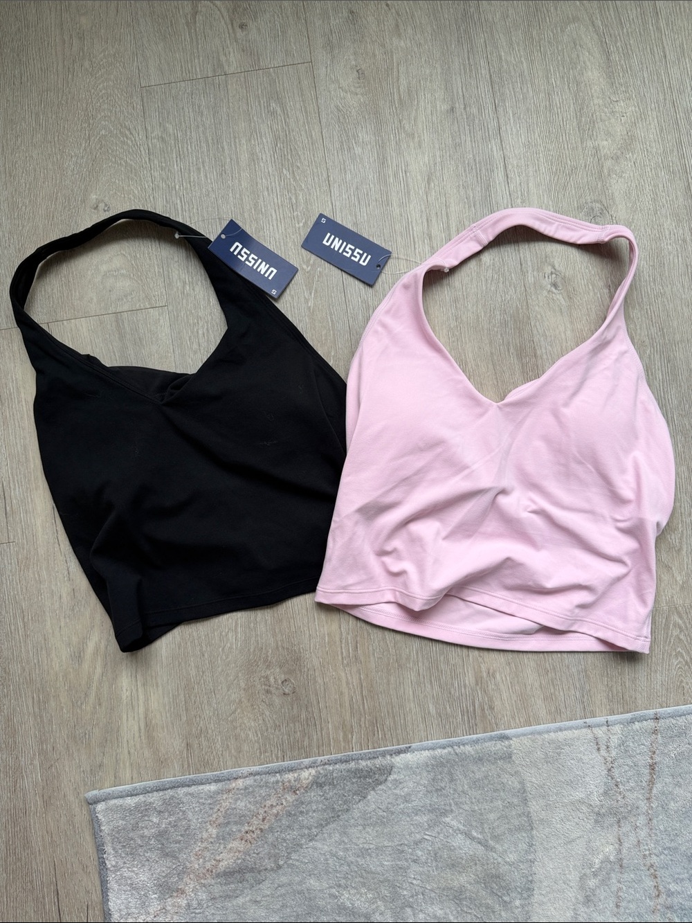 TWO (2) BRAND NEW Women’s V-Neck Halter Tank Top - Black & Light Pink by Unissu